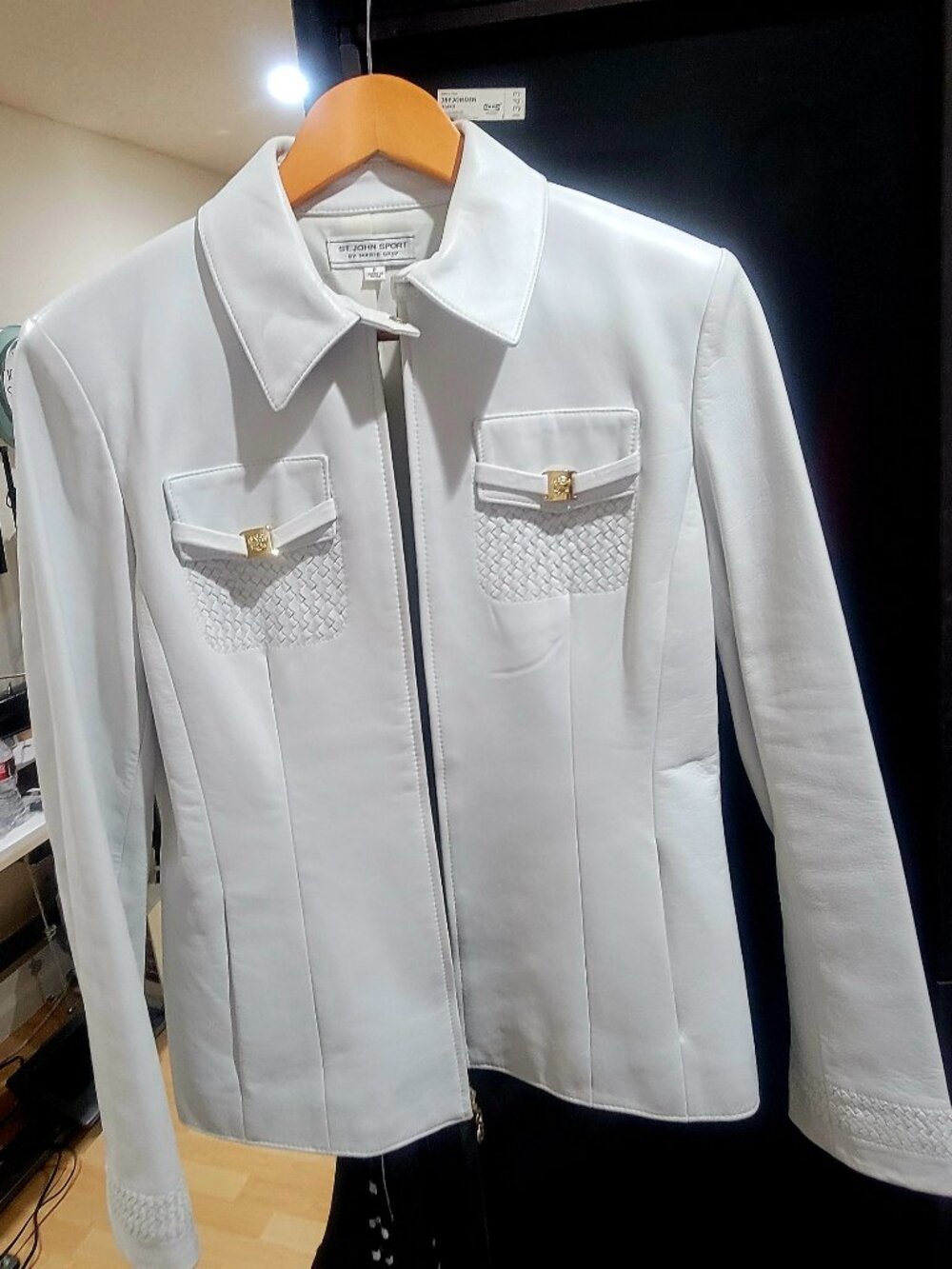 St John Womens White Leather Jacket